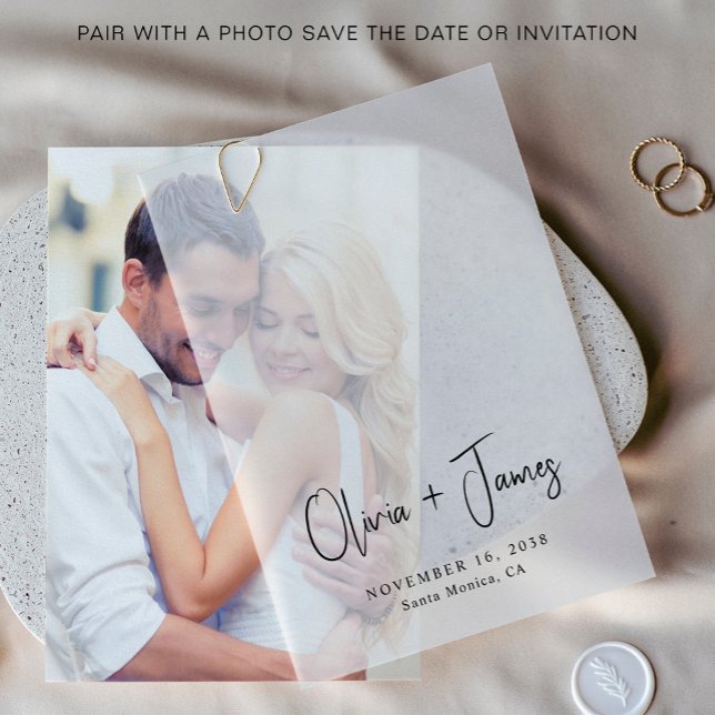 Invitations En Vélin Chic Mariage Monogramme superposition (Elevate your save the dates and wedding invitations with the timeless beauty of vellum overlays)
