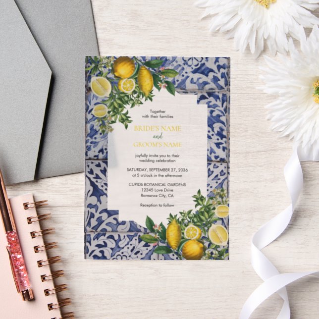 Invitations En Vélin Citrons méditerranéens Portugais Mariage (Mariage)