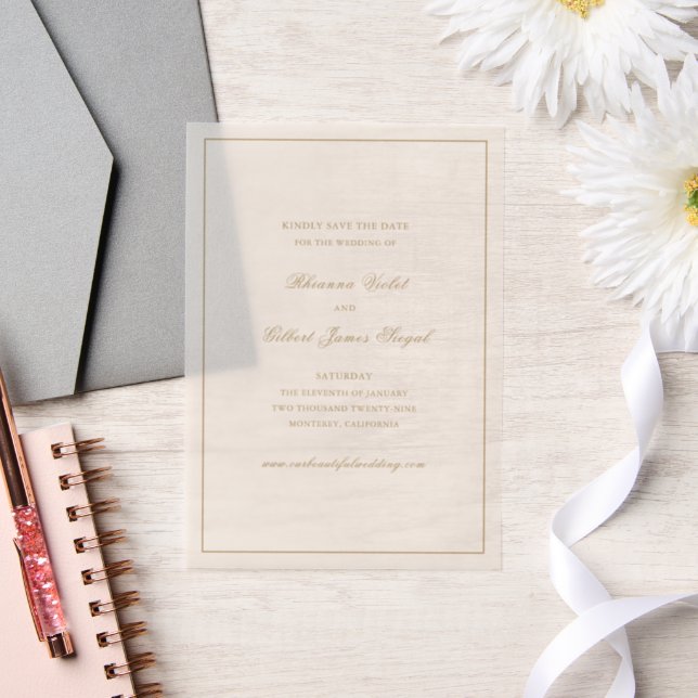 Invitations En Vélin Classic Ivory and Gold Wedding Save the Date (Mariage)