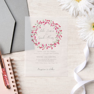 Invitations En Vélin Couronne de mariage tropicale Bougainvillée rose
