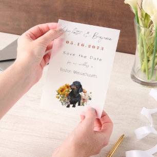 Invitations En Vélin Dachshund Chien et Fleurs sauvages Enregistrer la 