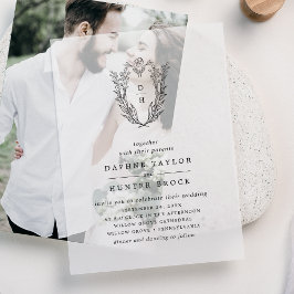 Invitations En Vélin DAPHNE Floral Monogramme Classique Mariage Vintage