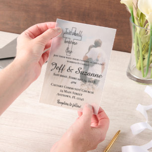 Invitations En Vélin Deux deviennent un Mariage photo chrétien