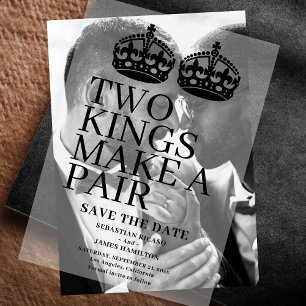 Invitations En Vélin Deux rois font une paire mariage gay Enregistrer l