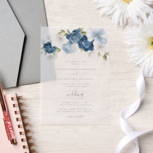 Invitations En Vélin Dusty Blue Floral Mariage botanique