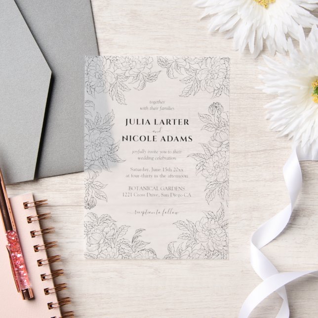 Invitations En Vélin Dusty Brunt Orange Peony Flowers Mariage de automn (Mariage)