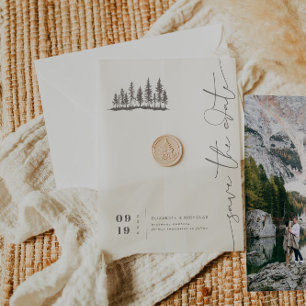 Invitations En Vélin Élégance minimaliste des bois Save the date