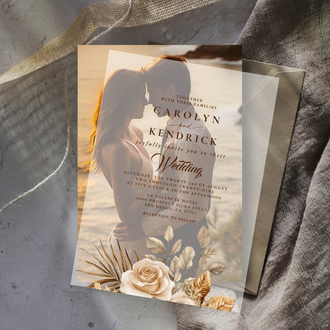Invitations En Vélin Elégant Boho Neutral Flore Accents Mariage (Créateur téléchargé)