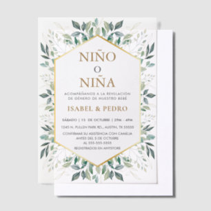 Invitations En Vélin Elégant cadre de verdure or espagnol Genre Revela