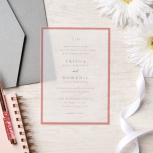 Invitations En Vélin Élégant corail rose Monogramme Mariage moderne