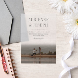 Invitations En Vélin Élégant crayon gris texte Mariage photo