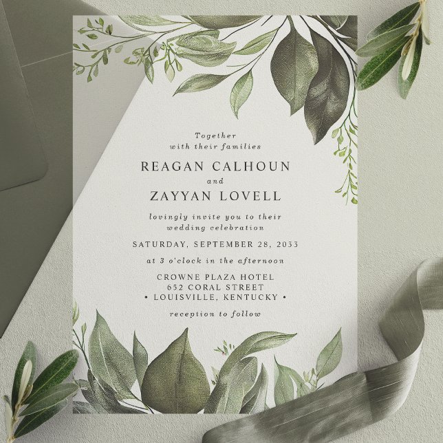 Invitations En Vélin Élégant Eucalyptus Feuille Mariage moderne (Créateur téléchargé)