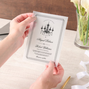 Invitations En Vélin Élégant lustre noir blanc Vieux mariage argent