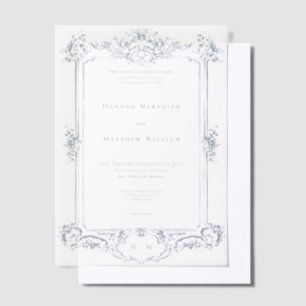 Invitations En Vélin Élégant Mariage aux Chérubins de Style Chinoiserie