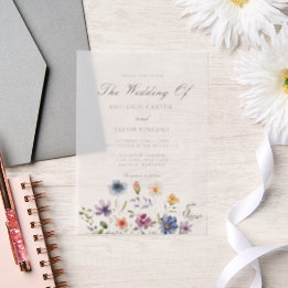 Invitations En Vélin Élégant mariage de printemps aux fleurs sauvages a