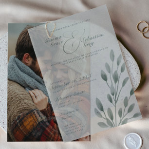 Invitations En Vélin Élégant Mariage de superposition de la surface bot