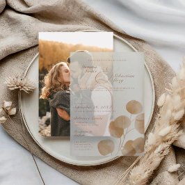 Invitations En Vélin Élégant Mariage de superposition en terre cuite de