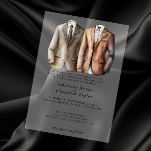 Invitations En Vélin Elégant Mariage gay deux pièces en costume