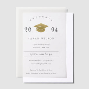 Invitations En Vélin Élégant Minimal Simple Gold Foil Graduation Party