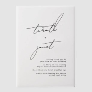Invitations En Vélin Élégant NOMS élégant Mariage noir