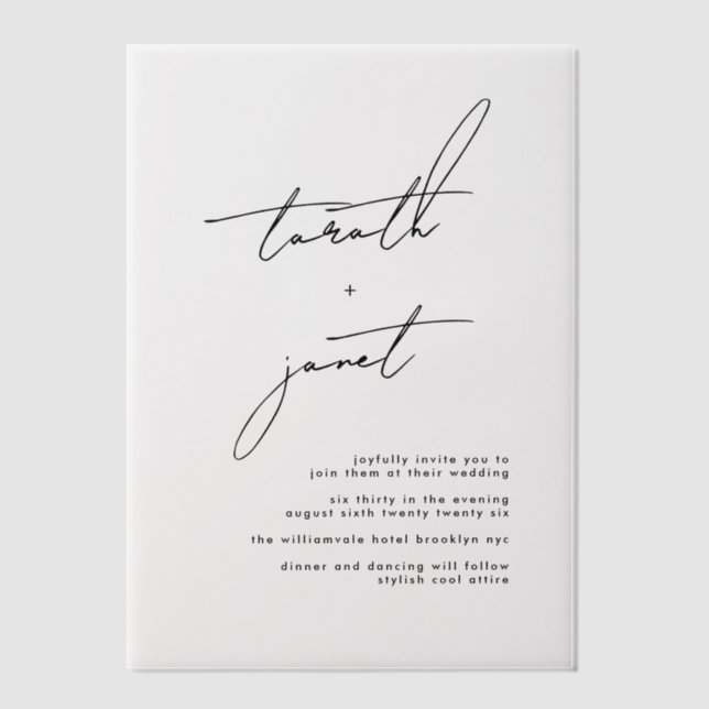 Invitations En Vélin Élégant NOMS élégant Mariage noir (Recto)