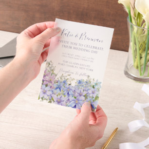 Invitations En Vélin Élégant Periwinkle Clematis Mariage