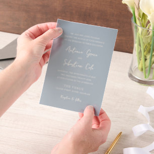 Invitations En Vélin Élégant Poudre bleu Mariage moderne