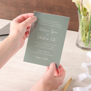 Invitations En Vélin Élégant Sage Green Mariage moderne