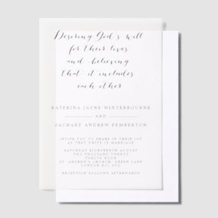 Invitations En Vélin Élégant script chrétien Mariage noir et blanc