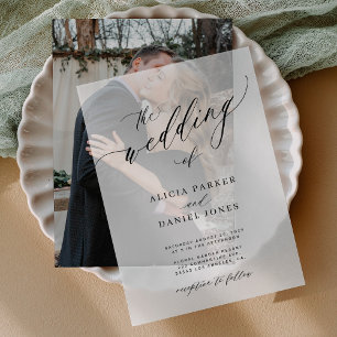 Invitations En Vélin Élégant script romantique simple mariage