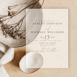 Invitations En Vélin Élégant Vellum Revêtement Mariage de script modern