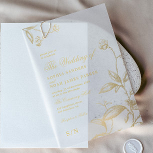 Invitations En Vélin Élégant vintage de calligraphie or mariage