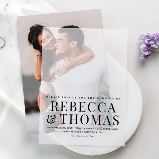 Invitations En Vélin Élégante Calligraphie simple Mariage superposition (Créateur téléchargé)