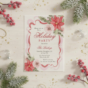 Invitations En Vélin Élégante Coquette Fête Florale de Noël