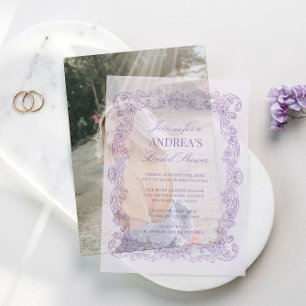 Invitations En Vélin Élégante Fête de Mariage Lavande Romantique Vintag