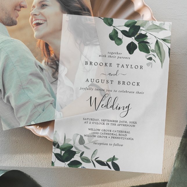 Invitations En Vélin Emerald Green Rustic Modern Boho Moody Mariage (Emerald Greenery Rustic Modern Boho Moody Wedding Vellum Invitations)