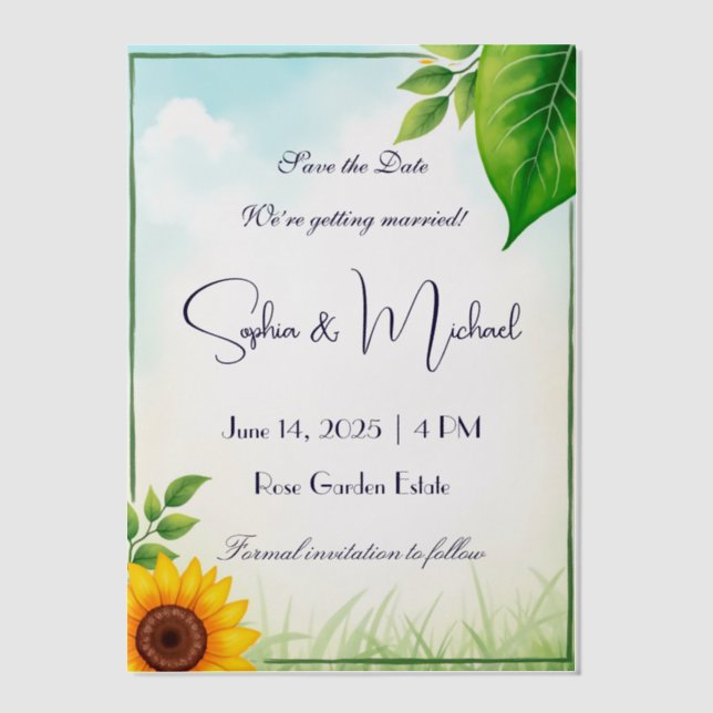 Invitations En Vélin "Enregistrer la date" Mariage personnalisé (Recto)