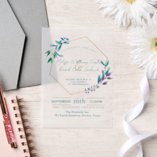 Invitations En Vélin Eucalyptus géométrique Mariage de verdure botaniqu