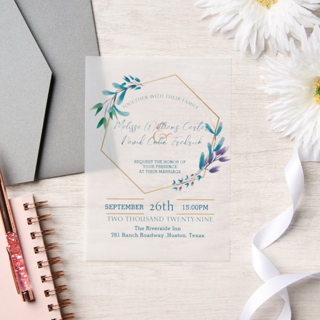 Invitations En Vélin Eucalyptus géométrique Mariage de verdure botaniqu (Mariage)