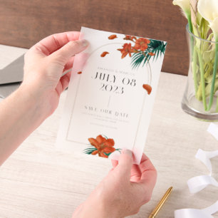 Invitations En Vélin Fancy Tropical Flowers Mariage - Enregistrer La Da