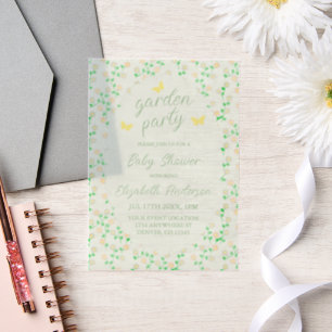 Invitations En Vélin Fête de jardin Baby Shower Mixte