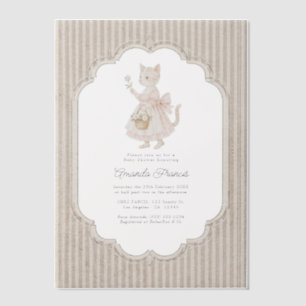 Invitations En Vélin Fête de naissance Cottagecore Vintage pour chaton