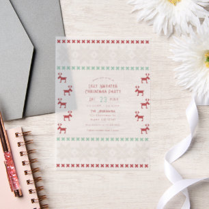 Invitations En Vélin Fête de Noël au pull moche à la crème de menthe