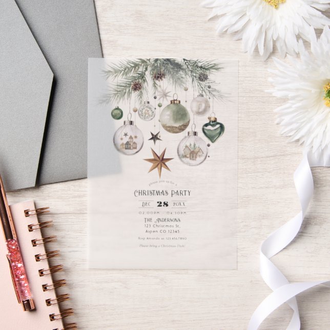 Invitations En Vélin Fête de Noël de l'aquarelle neutre (Mariage)
