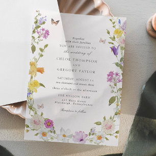 Invitations En Vélin Fleur sauvage Garden Mariage élégant