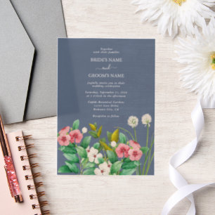 Invitations En Vélin Fleur sauvage Periwinkle Dusty Blue Mariage