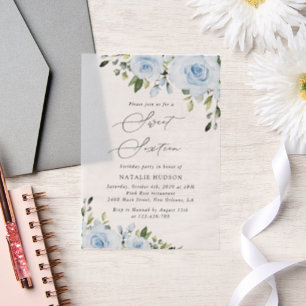 Invitations En Vélin Fleurs bleues poussiéreuses, Verdure, Boho, Sweet 