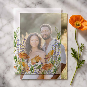 Invitations En Vélin Fleurs de pavot orange aquarelle Overlay Vellum