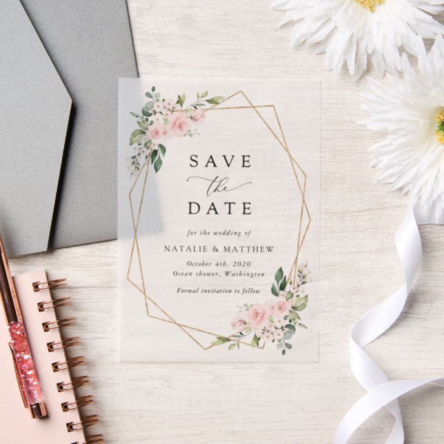 Invitations En Vélin Fleurs Rouges, Fleurs Roses, Boho, Enregistrer La  (Mariage)