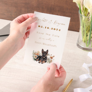 Invitations En Vélin Fleurs sauvages bergers allemands Enregistrer la d